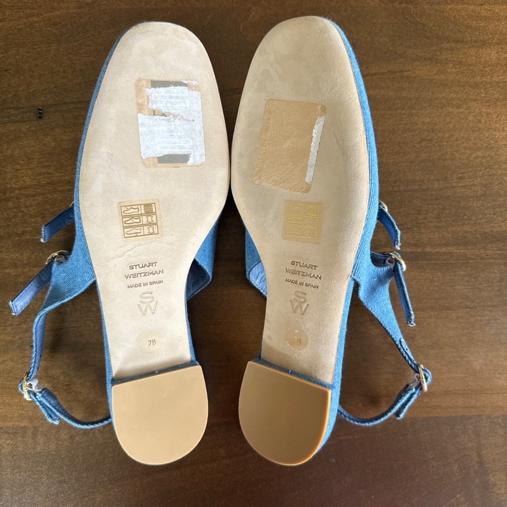 Stuart Weitzman Benni Denim Mary Jane Slingback Ballet Flats Women's Size 7 NEW - Picture 7 of 7